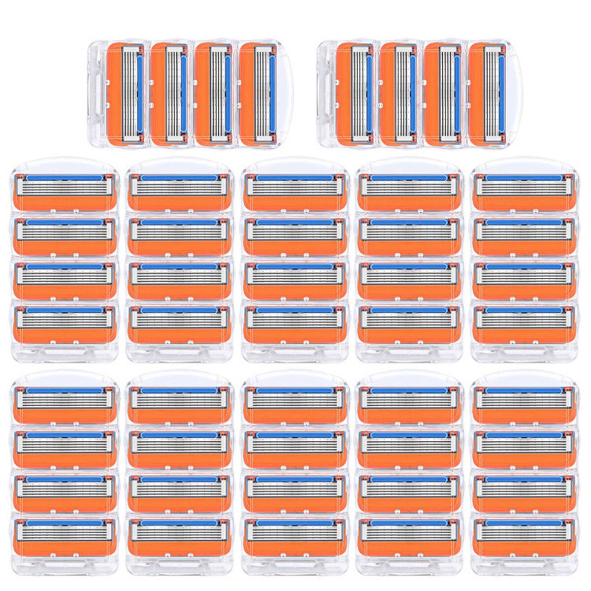 New 48pcs Razor Blade Bald Men Shaving Razors Shaver Blades Refills for Gillette Fusion 5 Orange Gifts for Businessmen