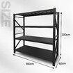 Luxsuite Metal Shelving Warehouse Garage Rack Storage Unit Heavy Duty Steel Pallet Racking Adjustable 4 Shelf Organiser 200x60x180cm