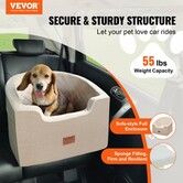 Dog Booster Car Seat Pet Car Seat for Small Medium Dog up to 24.9 kg Brown