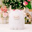 Highland Cow Gnomes with Flowers, Brown Scottish Tomte Doll Decor, Farmhouse Nordic Dwarf Home Decoration,White