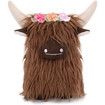 Highland Cow Gnomes with Flowers, Brown Scottish Tomte Doll Decor, Farmhouse Nordic Dwarf Home Decoration,Brown