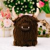 Highland Cow Gnomes with Flowers, Brown Scottish Tomte Doll Decor, Farmhouse Nordic Dwarf Home Decoration,Brown