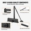 Door Closer, Automatic Door Closer Commercial or Residential Use for Door Weights 120 kg, Adjustable Size Hydraulic Buffer Door Closers Heavy Duty Cast Aluminum Body, Easy Install, Black