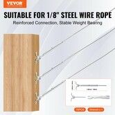 T316 Stainless Steel Adjustable Angle 3.2mm Cable Railing Kit/Hardware for Wood Post，Marine Grade for 3.2mmWire Rope,0-180-Degree Angle & Easy Installation, Silver (10 Pack)