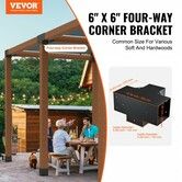 Pergola Bracket Kit 152x152mm, 2pcs 4-Way Heavy Duty Corner Bracket Woodworks DIY Post Base Kit, Easy Installation Wooden Beams for Gazebos, Patio Pergolas, Log Cabin Outdoor Pergola Hardware