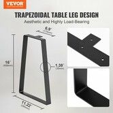 406MM Trapezoid Solid Steel Furniture Legs Set of 2 for DIY Coffee Tables