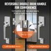 Entry Door Handle, Satin Nickel Square Handle Set with Lever Door Handle No Lock, Adjustable Hole Space, Front Door Handle with Reversible for Right and Left Handed Entrance and Front Door