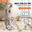 Cat Tree 183 cm Cat Tower with 2 Cat Condos Scratching Post Light Grey