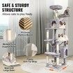 Cat Tree 183 cm Cat Tower with 2 Cat Condos Scratching Post Light Grey