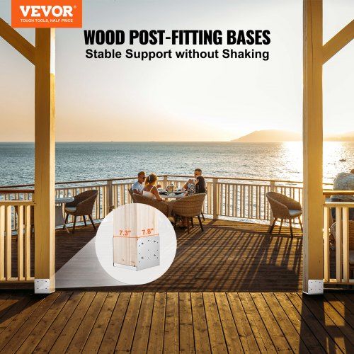 203.2x203.2mm Post Base, 1Pcs Stainless Steel Adjustable Post Anchor Bracket(Internal 198 x 185), Adjustable Post Base for Pavilion Deck Porch Handrail Railing Support Decorative Anchor Plate