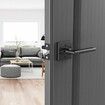 Privacy Door Handle, 1 Pack Matte Black Door Lever, Left or Right Handing Reversible Lever with Keyless Lock, 45° Rotation to Open, Square Interior Door Handles for Bedroom and Bathroom Doors