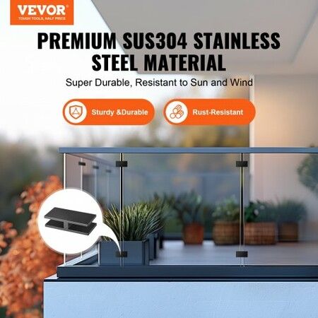 Glass Clamp, 4 PCS Rectangle Glass Railing Bracket for 0.31 "-0.47 " Tempered Glass, 304 Stainless Steel Glass Mounting Clamp, 0.2鈥?Thick Glass Shelf Bracket for Balcony, Garden, Pool, Stair