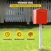 Mailbox Post, 43\" High Mailbox Stand, White Powder-Coated Mail Box Post Kit, Q235 Steel Post Stand Surface Mount Post for Sidewalk and Street Curbside, Universal Mail Post for Outdoor Mailbox