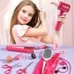 21Pcs Girls Hair Salon Toys, Beauty Salon Set with Pretend Play Hair Salon Stylist Toy Kit with Barber Apron, Hair Dryer, Mirror, Scissors