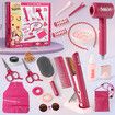 21Pcs Girls Hair Salon Toys, Beauty Salon Set with Pretend Play Hair Salon Stylist Toy Kit with Barber Apron, Hair Dryer, Mirror, Scissors