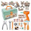 144Pcs Kids Tool Set with Electric Drill Toddler Tool Set,Pretend Play Construction Tool Kit for Boys Girls Ages 4+ Years Old Birthday Christmas Gfit