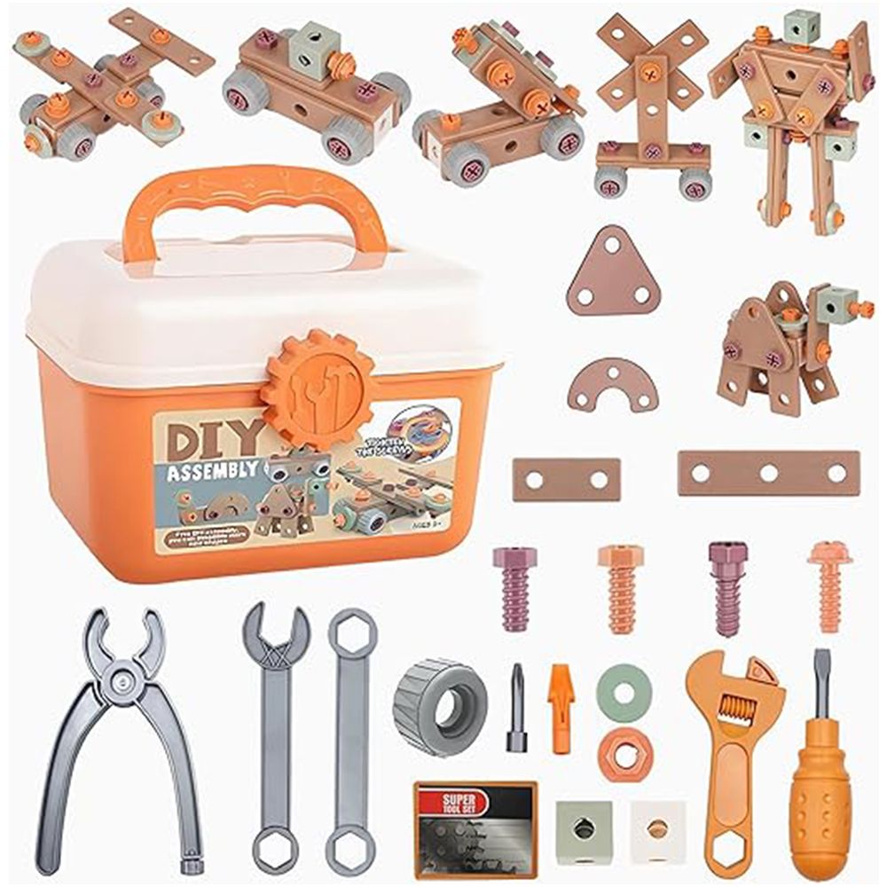 120Pcs Kids Tool Kit Construction Toy with Storage Box, Creative ...