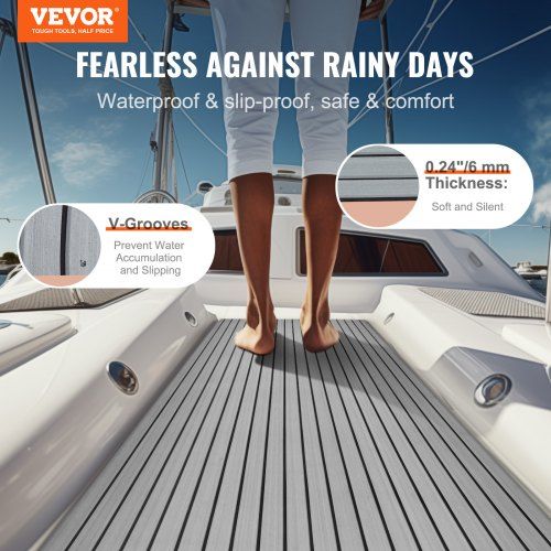 Boat Flooring, EVA Foam Boat Decking 94.5" x 45.7", Non-Slip Self-Adhesive Flooring, 29.9 sq.ft Marine Carpet for Boats, Yacht, Pontoon, Kayak Decking