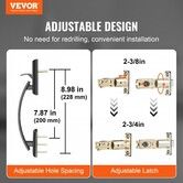 Double Door Handle Set, Matte Black Arched Door Lever, Double Front Door Handle Set with Reversible Handle Lever, Heavy Duty Double Door Lock Set with Dummy, for Office Door or Front Door