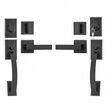 Double Door Handle Set, Matte Black Arched Door Lever, Double Front Door Handle Set with Reversible Handle Lever, Heavy Duty Double Door Lock Set with Dummy, for Office Door or Front Door