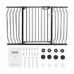 Baby Gate, 749-1468 mm Extra Wide, 762 mm High, Dog Gate for Stairs Doorways and House, Easy Step Walk Thru Auto Close Child Gate Pet Security Gate with Pressure Mount and Wall Mount Kit, Black