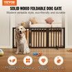 Free Standing Dog Gate 24x60 inch Freestanding Pet Gate Foldable Brown