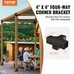 Pergola Bracket Kit 101x101mm, 2pcs 4-Way Heavy Duty Corner Bracket Woodworks DIY Post Base Kit, Easy Installation Wooden Beams for Gazebos, Patio Pergolas, Log Cabin Outdoor Pergola Hardware