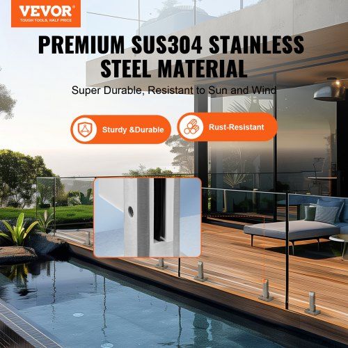 Glass Clamp, 10 PCS Square Glass Railing Bracket for 0.31 "-0.47 " Tempered Glass, 304 Stainless Steel Glass Mounting Clamp, 0.12鈥?Thick Glass Shelf Bracket for Balcony, Garden, Stair, Silver