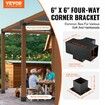 Pergola Bracket Kit 152.4 x 152.4 mm, 4pcs 4-Way Heavy Duty Corner Bracket Woodworks DIY Post Base, Easy Installation Wooden Beams for Gazebos, Patio Pergolas, Log Cabin Outdoor Pergola Hardware