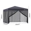 ALFORDSON Gazebo Pop Up Marquee 3x3 Outdoor Tent Party Camping Mesh Wall Grey