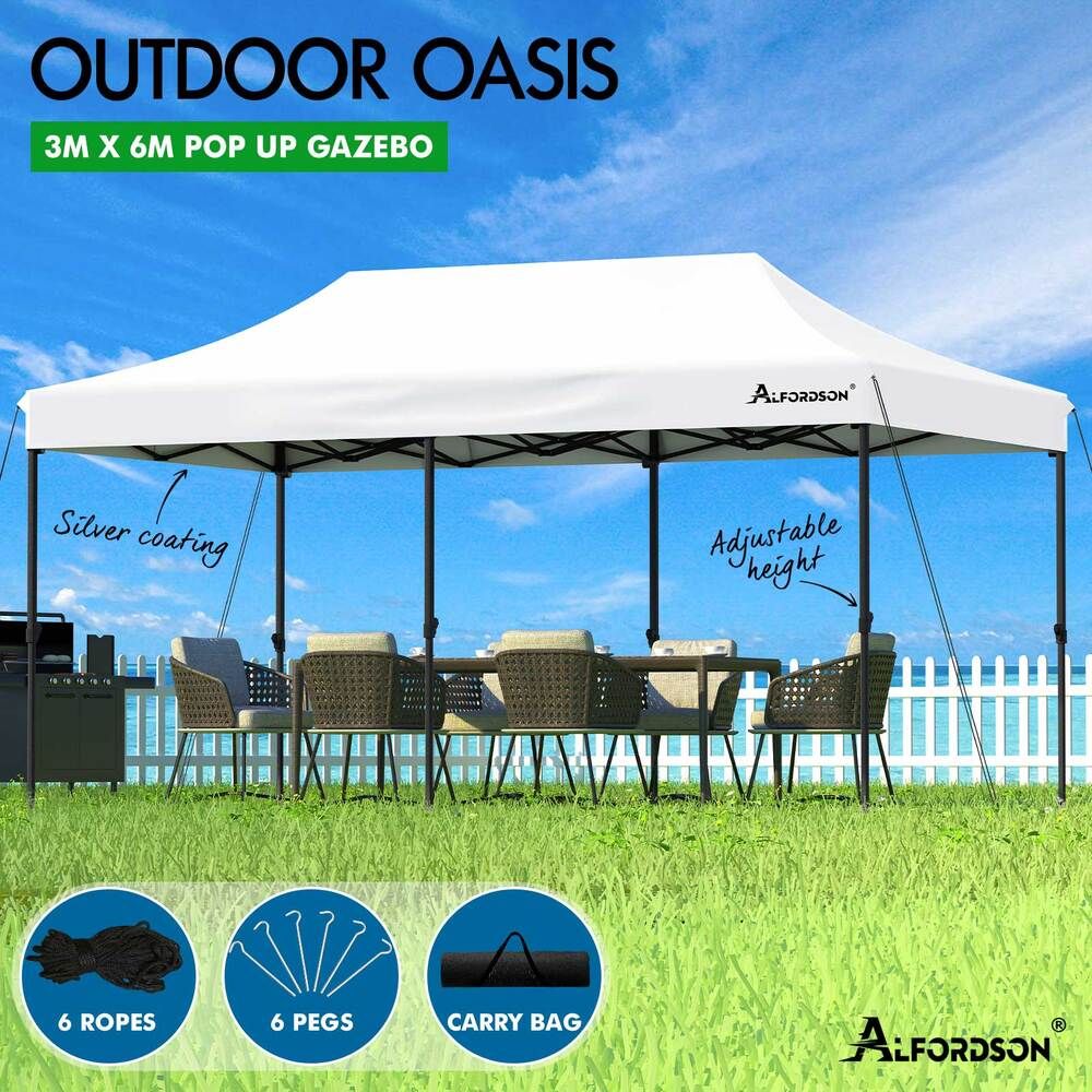 ALFORDSON Gazebo 3x6 Pop Up Tent Wedding Canopy White