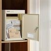 Through The Wall Drop Box, Heavy Duty Steel Through the Wall Mailbox with 2.8-7.9" 13" Combination Lock, 12.5x6.3x16.9" Mail Drop Box, Beige