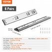 6 Pairs of 406.4mm Drawer Slides Side Mount Rails, Heavy Duty Full Extension Steel Track, Soft-Close Noiseless Guide Glides Cabinet Kitchen Runners with Ball Bearing, 100 Lbs Load Capacity