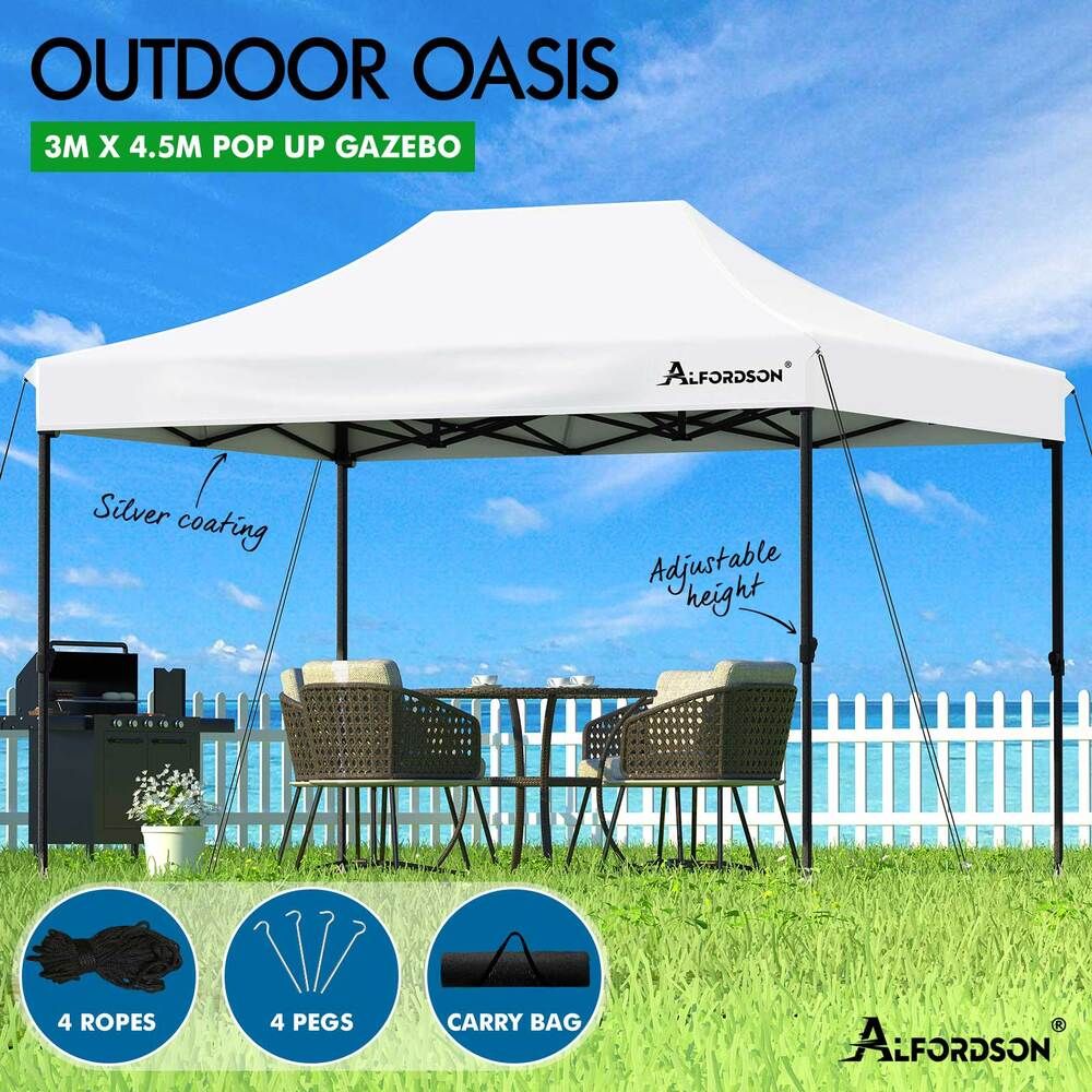 ALFORDSON Gazebo 3x4.5 Pop Up Tent Wedding Canopy White