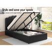 ALFORDSON Bed Frame Single Size Gas Lift Storage Base Wooden Black MILTON