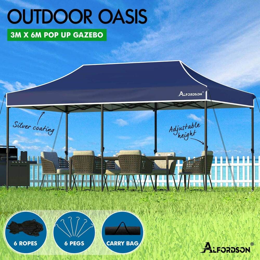 ALFORDSON Gazebo 3x6 Pop Up Tent Wedding Canopy Navy