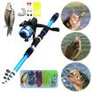 Portable Telescopic Fishing Rod and Reel Combo Kit with Fishing Reel Tackle Box for Boys, Girls, Youth (Blue)