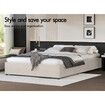ALFORDSON Bed Frame Queen Size Gas Lift Storage Mattress Base Beige WILBUR
