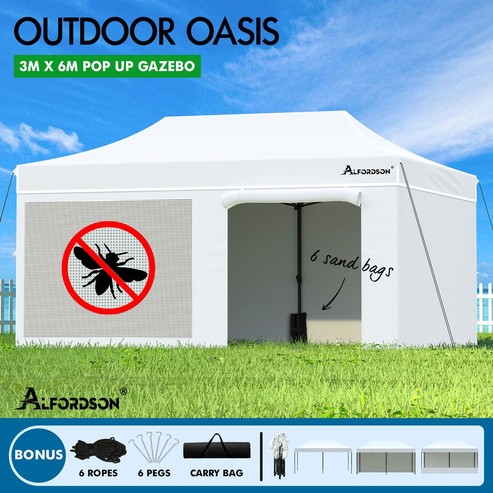 ALFORDSON Gazebo 3x6 Pop Up Marquee White