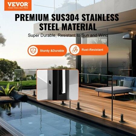 Glass Clamp, 10 PCS Square Glass Railing Bracket for 0.31 "-0.47 " Tempered Glass, 304 Stainless Steel Glass Mounting Clamp, 0.12鈥?Thick Glass Shelf Bracket for Balcony, Garden, Deck, Stair