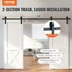 8FT Sliding Barn Door Hardware Closet Track Kit for Double Doors J Hanger