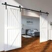 8FT Sliding Barn Door Hardware Closet Track Kit for Double Doors J Hanger