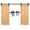 8FT Sliding Barn Door Hardware Closet Track Kit for Double Doors J Hanger