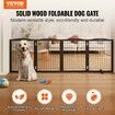 Free Standing Dog Gate 32x96.5 inch Freestanding Pet Gate Foldable Brown