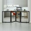 Free Standing Dog Gate 32x96.5 inch Freestanding Pet Gate Foldable Brown