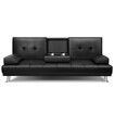 ALFORDSON Sofa Bed Lounge 3 Seater Futon Couch Cup Holder Leather Black