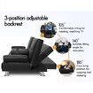 ALFORDSON Sofa Bed Lounge 3 Seater Futon Couch Cup Holder Leather Black