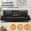 ALFORDSON Sofa Bed Lounge 3 Seater Futon Couch Cup Holder Leather Black