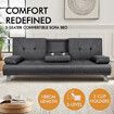 ALFORDSON Sofa Bed Lounge 3 Seater Futon Couch Beds Cup Holder Fabric Grey