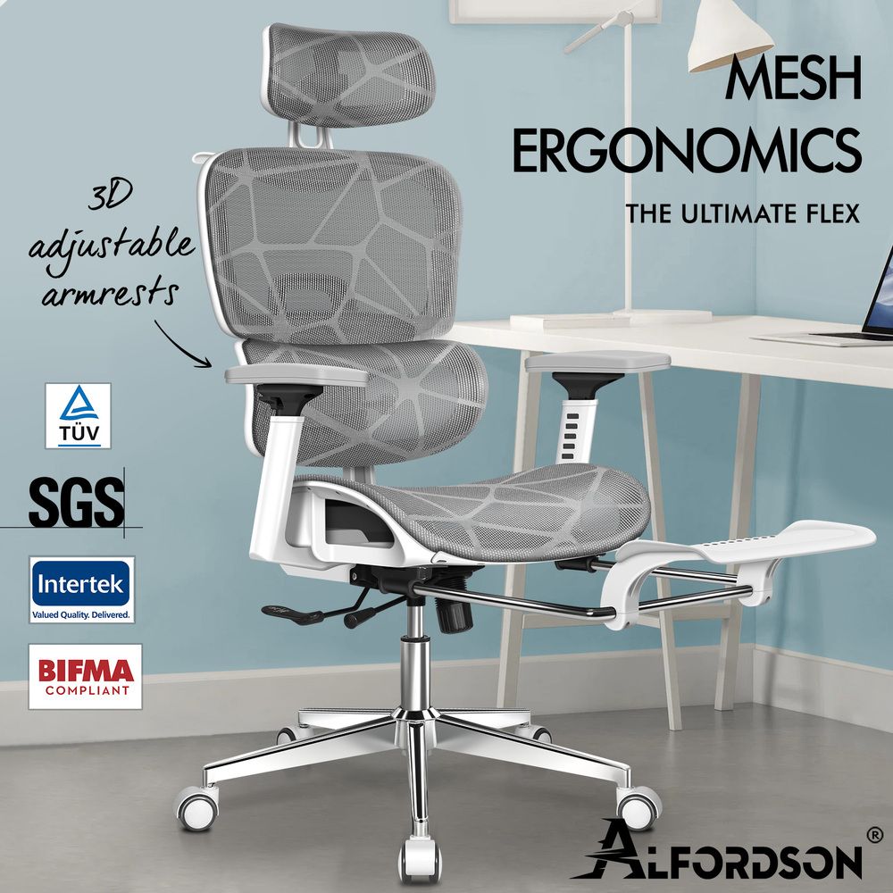 ALFORDSON Ergonomic Office Chair Executive White Grey
